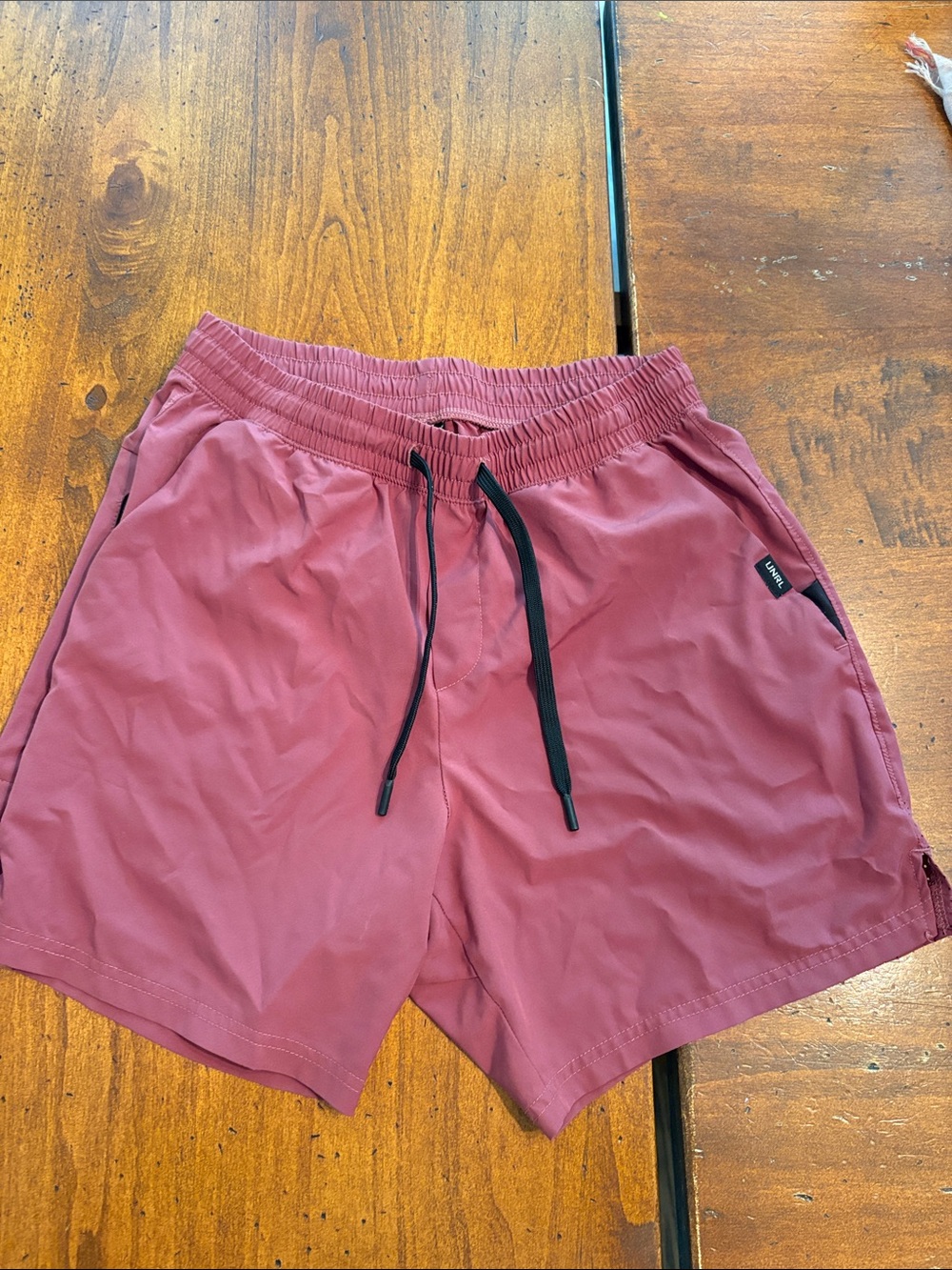UNRL Men's Drawstring Athletic Shorts in Dusty Rose 5inch